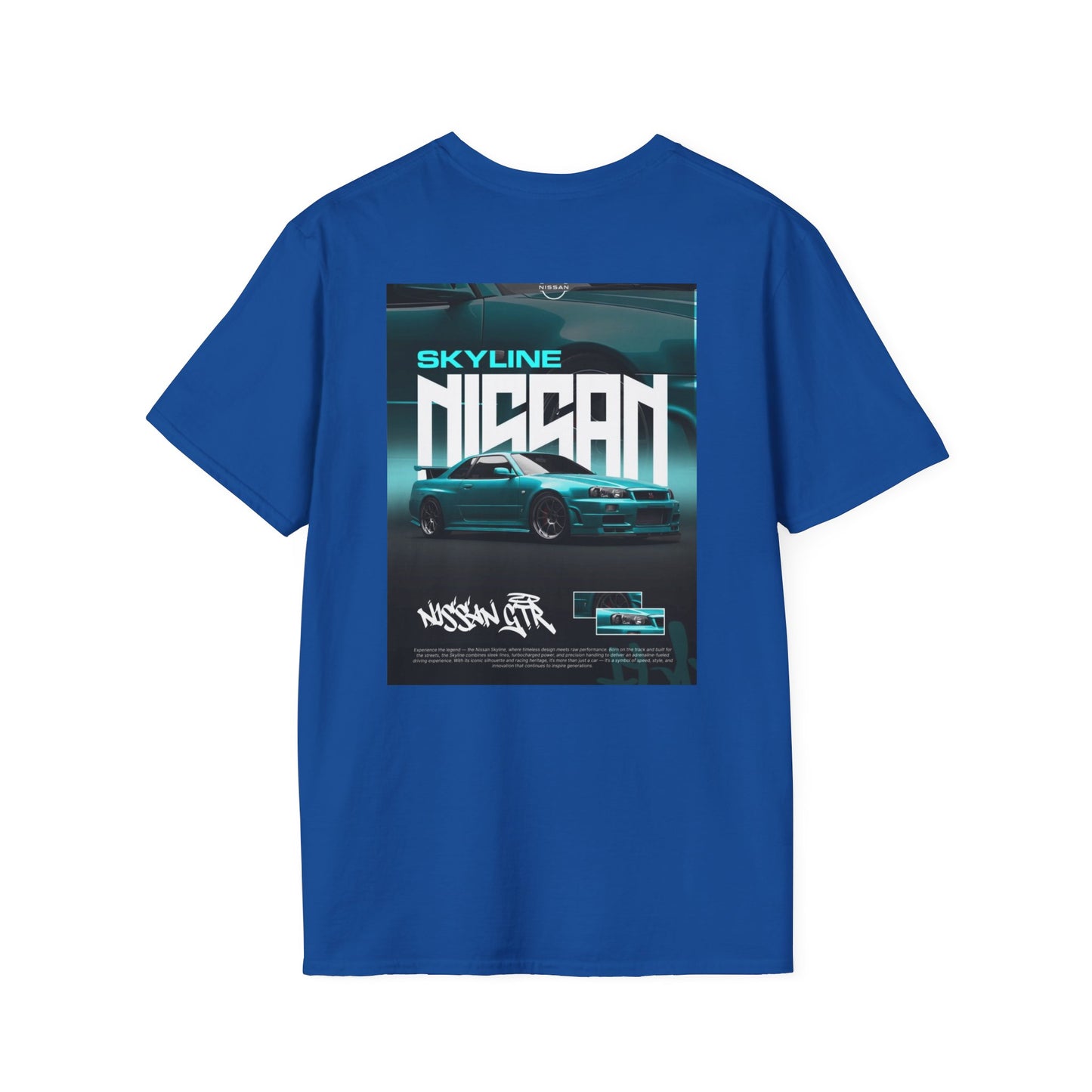Nissan Skyline Graphic T‑Shirt — Retro Teal Sports Car Poster Design